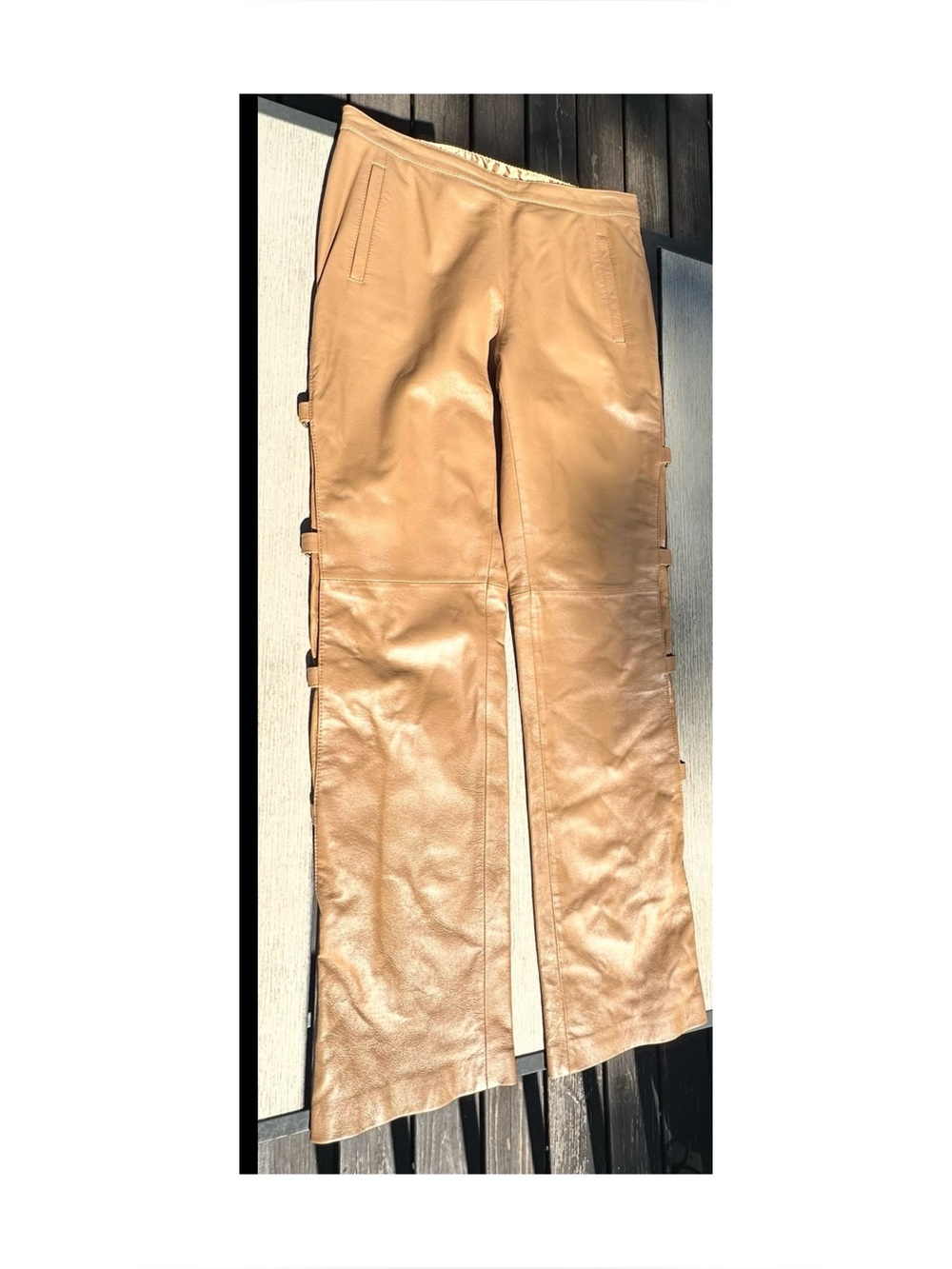 Together Vintage Western Style Leather  Pants  Decorative Buckle Sides Size 6